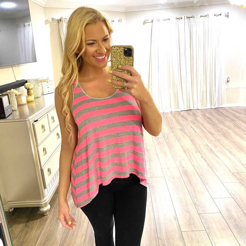 Neon Pink‎ & Grey Razor Back Tank 💖
